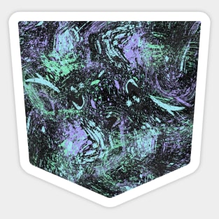 Pocket- abstract dripping black purple Sticker